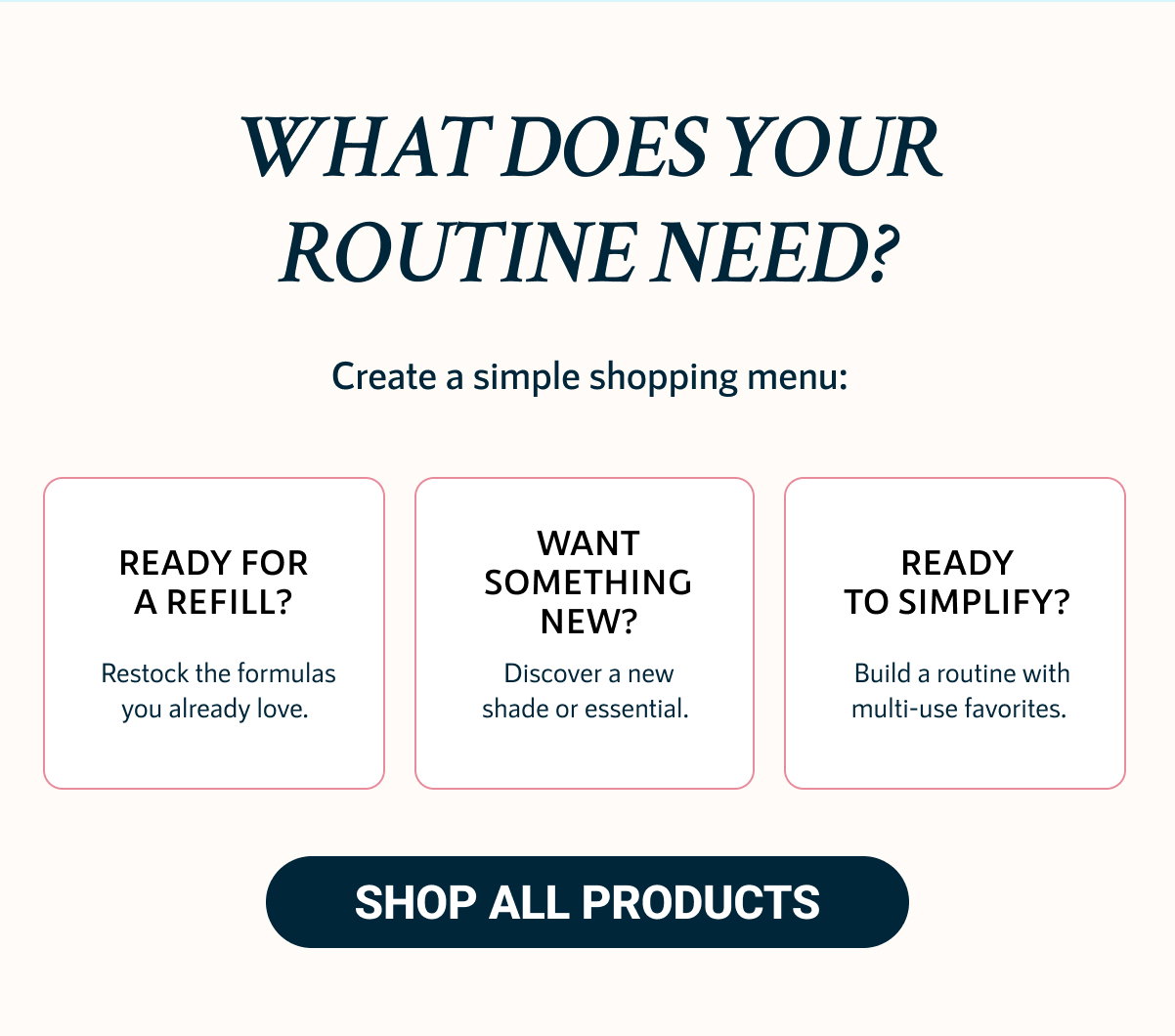 WHAT DOES YOUR ROUTINE NEED?