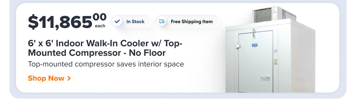 Arctic 6' x 6' Indoor Walk-In Cooler w/ Top-Mounted Compressor - No Floor (BL0606-C-SC)