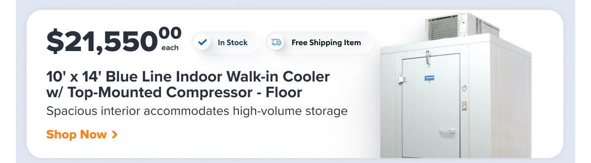 Arctic 10' x 14' Blue Line Indoor Walk-in Cooler w/ Top-Mounted Compressor - Floor (BL1014-CF-SC)