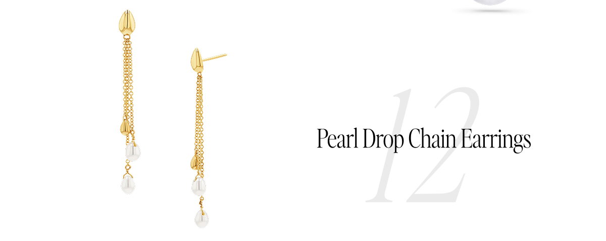 14K Gold Pearl Drop Chain Earrings