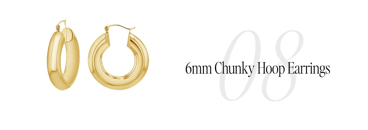14K Gold 6mm Chunky Hoop Earrings
