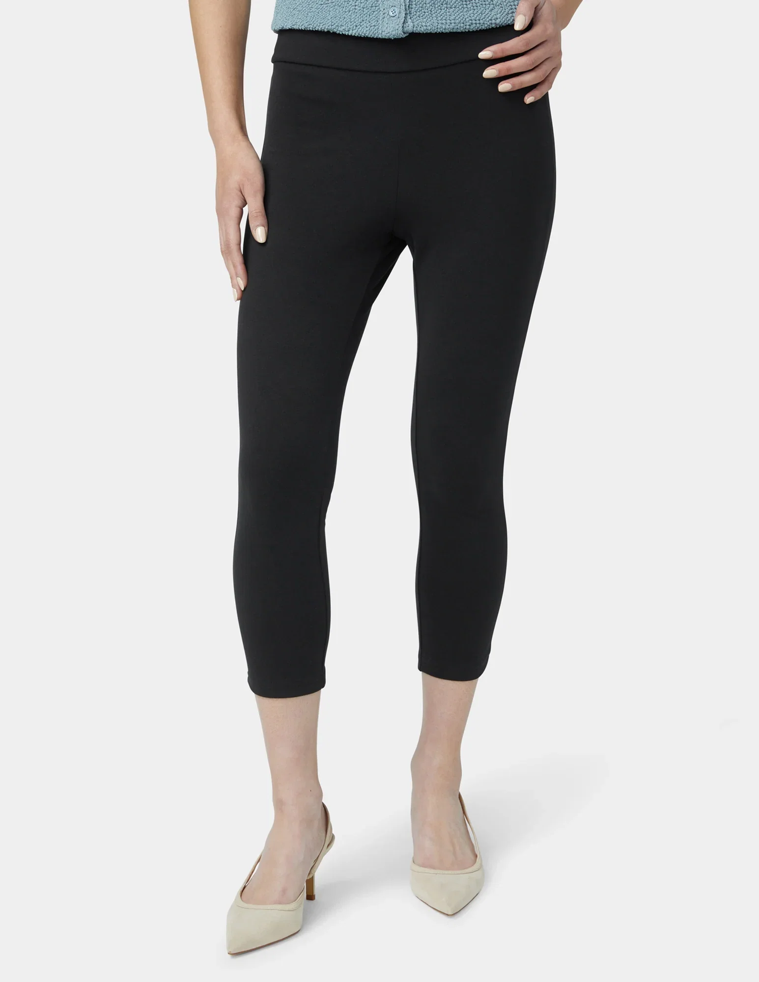 Image of Wide Waistband Blackout Cotton Capri