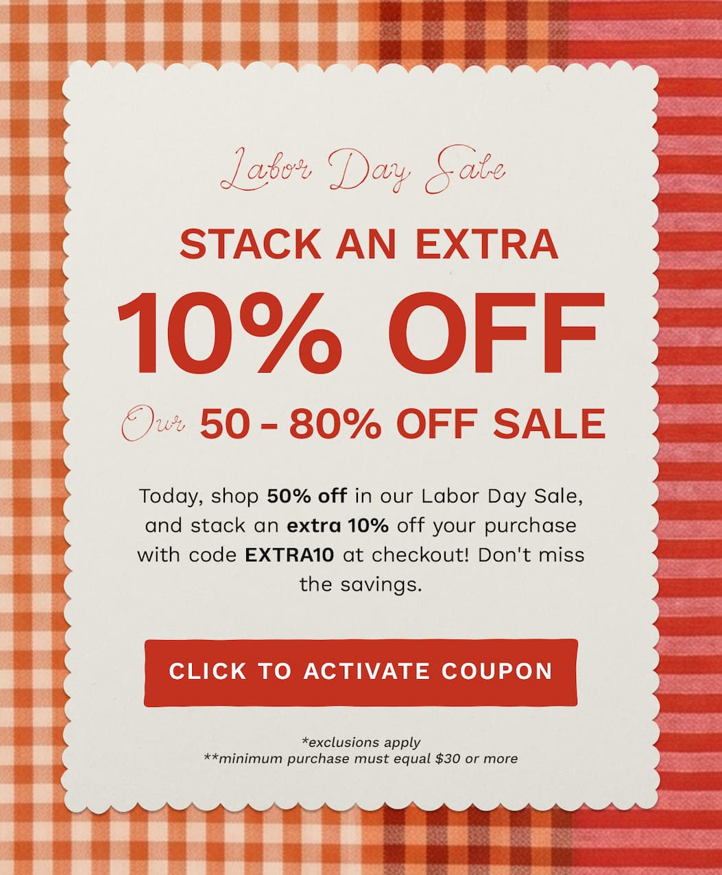 SAVE AN EXTRA 10% OFF
