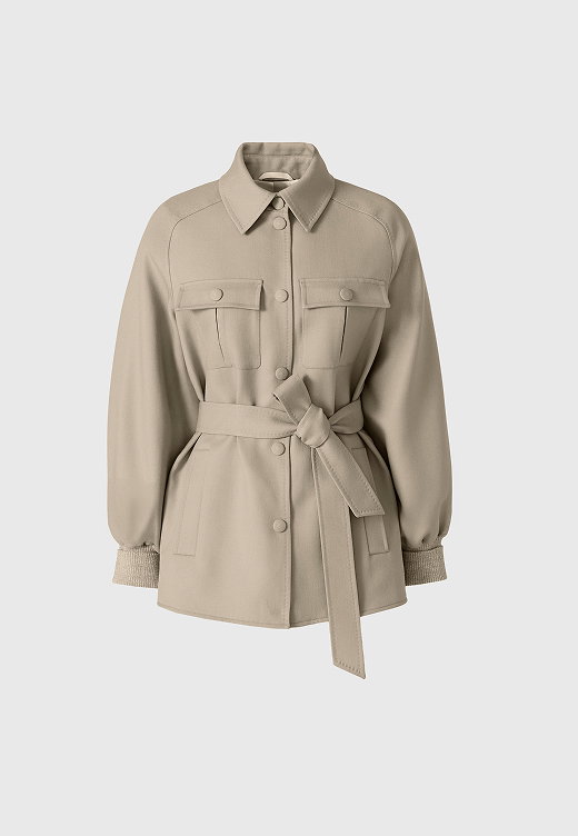 EUGENIA Wool Gabardine Jacket with Balloon Sleeve