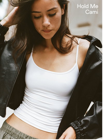 Hold Me Cami white tank top on model