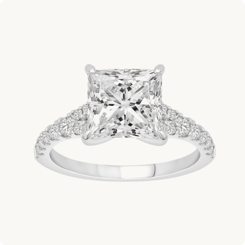 Princess-Cut Lab Grown 3ct. Diamond Split Shank Engagement Ring in 14k White Gold