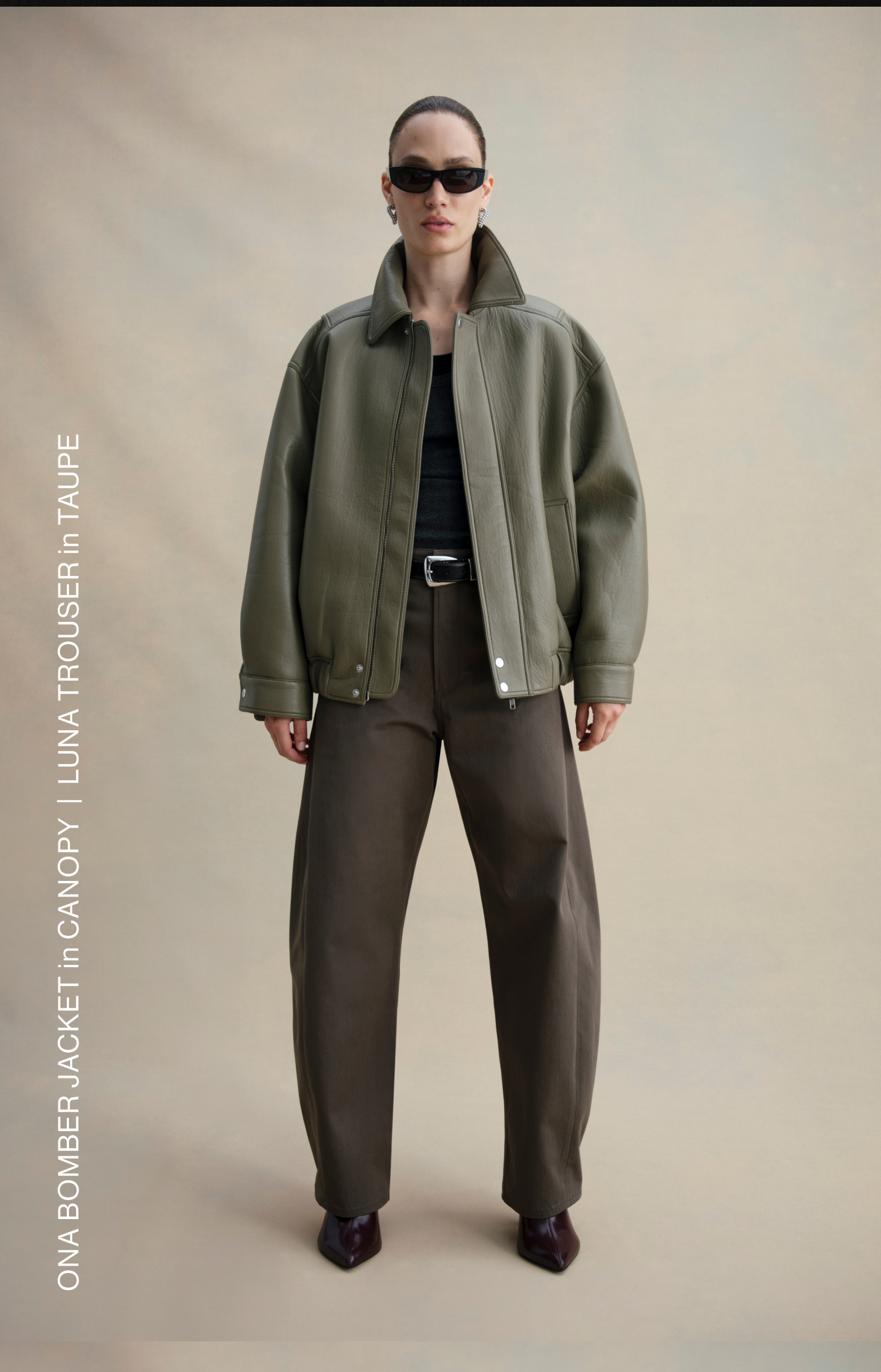 Ona Bomber Jacket in Canopy / Luna Trouser in Taupe