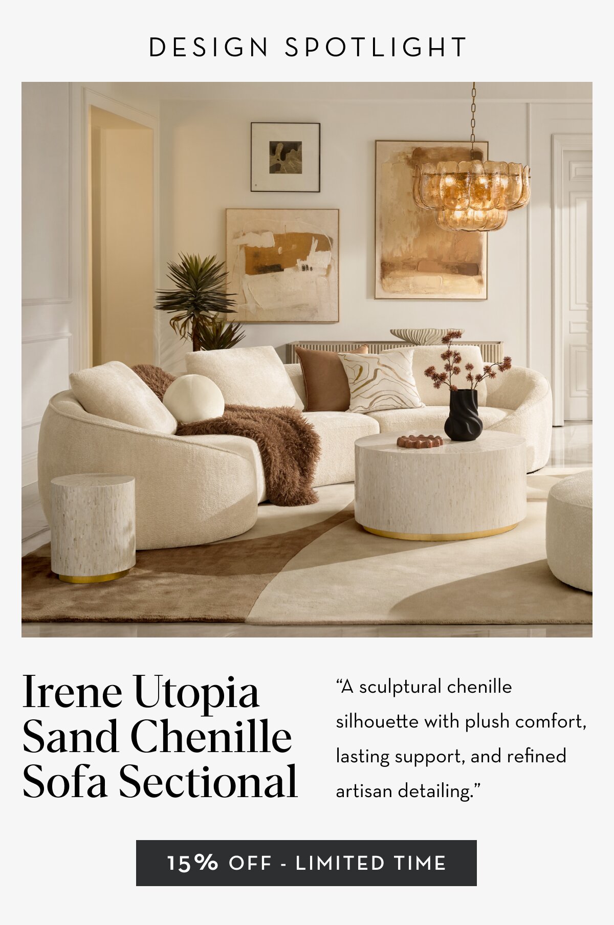 Irene Utopia Sand Chenille Sofa Sectional