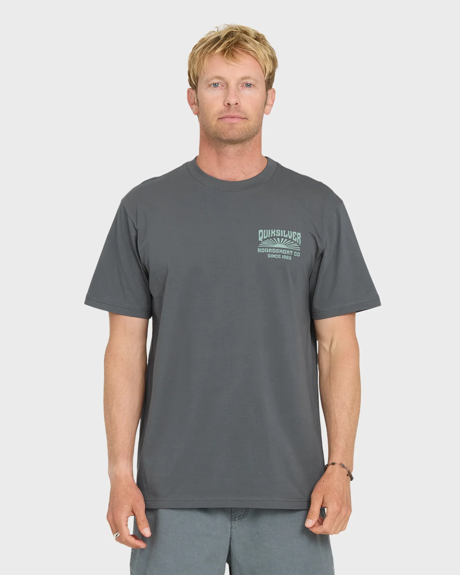 Image of Radiant Flare Short Sleeve Knit T-Shirt - Iron Gate