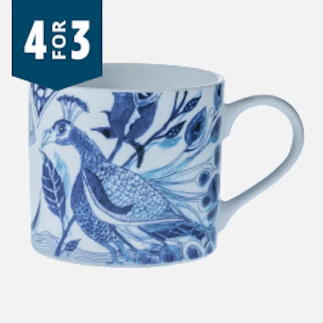 Jenna Clifford Peacock Sapphire Garden Mug, 250ml