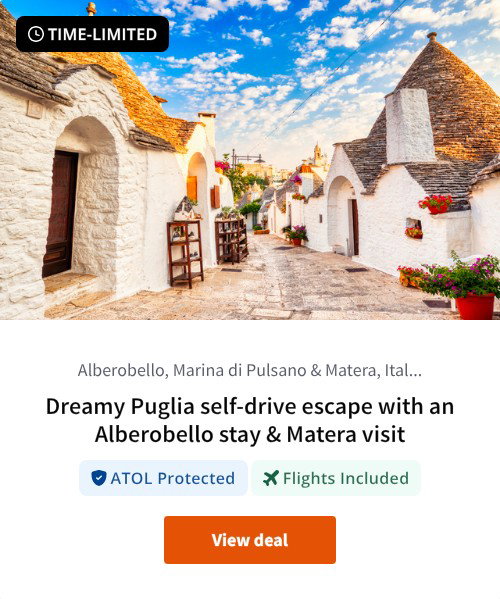 Dreamy Puglia self-drive escape with an Alberobello stay &amp; Matera visit