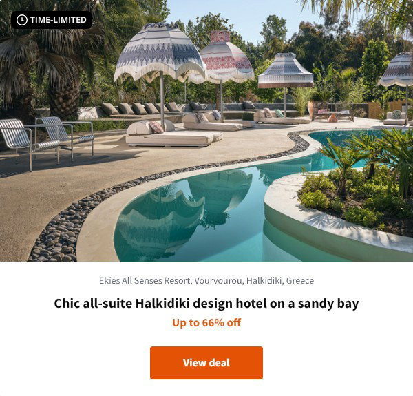 Chic all-suite Halkidiki design hotel on a sandy bay