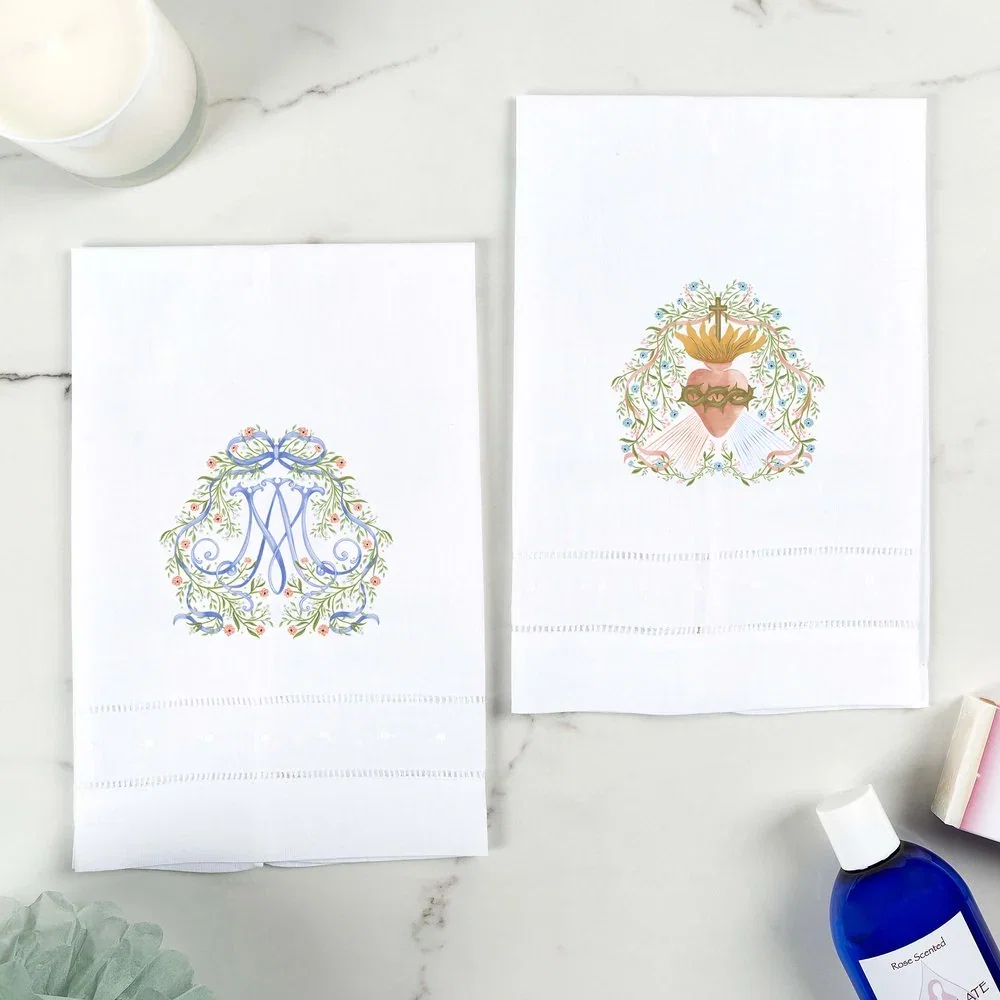 Auspice Maria & Divine Mercy Devotional Guest Towel Set