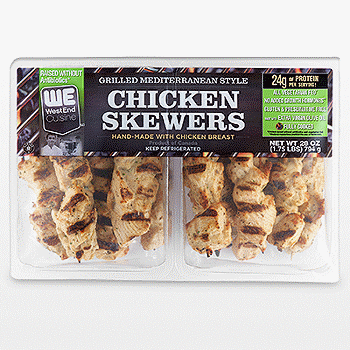 WestEnd Cuisine Grilled Chicken Skewers, Mediterranean Style, 2 oz, 14-Count
