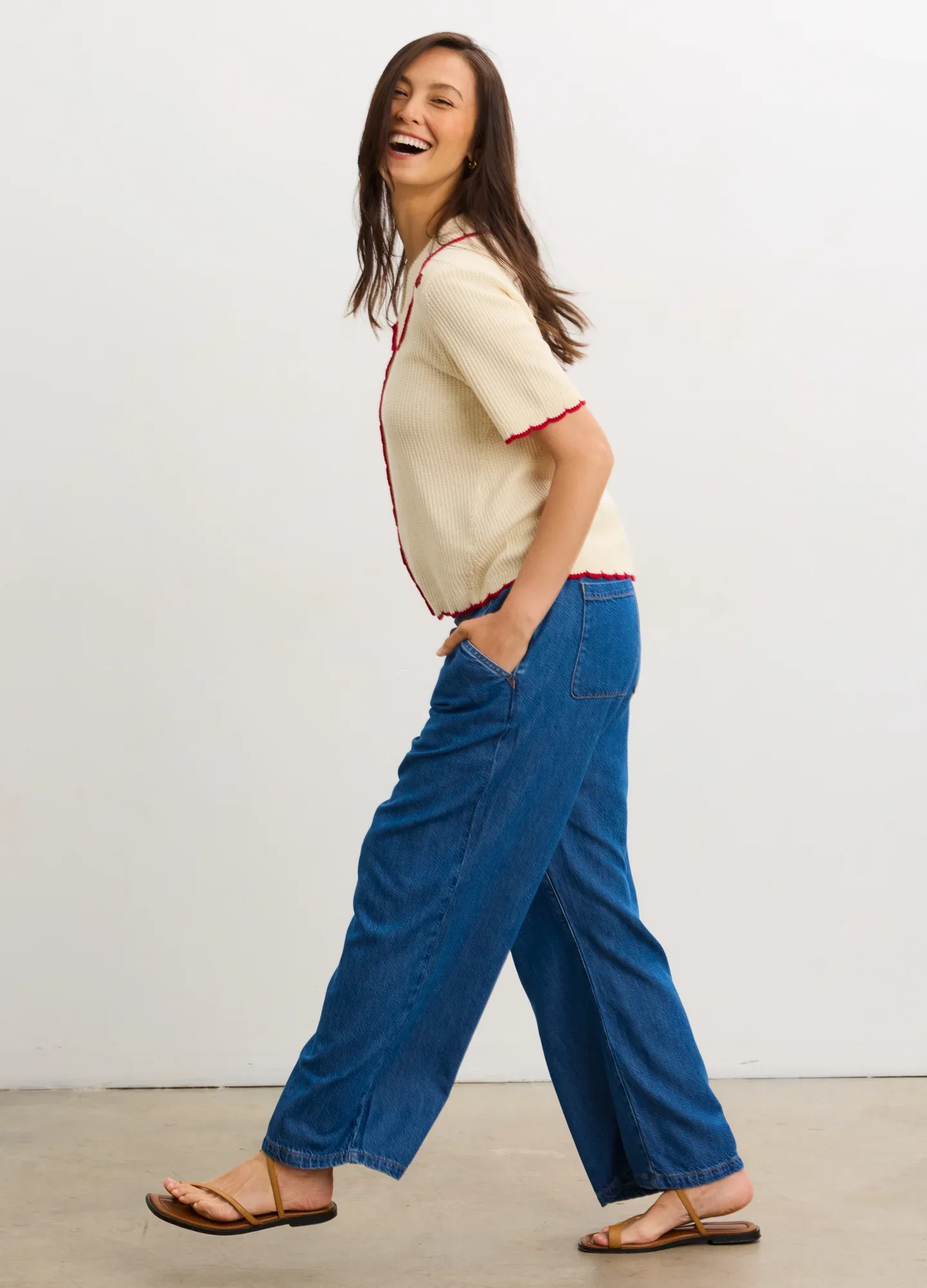 Image of The Drapey Denim Wide Leg Pant