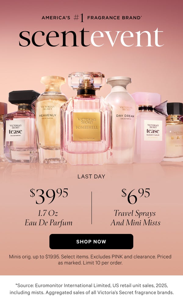 [America’s #1 Fragrance Brand* badge] Limited Time $39.95 1.7 oz Eau de Parfum & $6.95 Travel Sprays and Mini Mists. Shop Now.