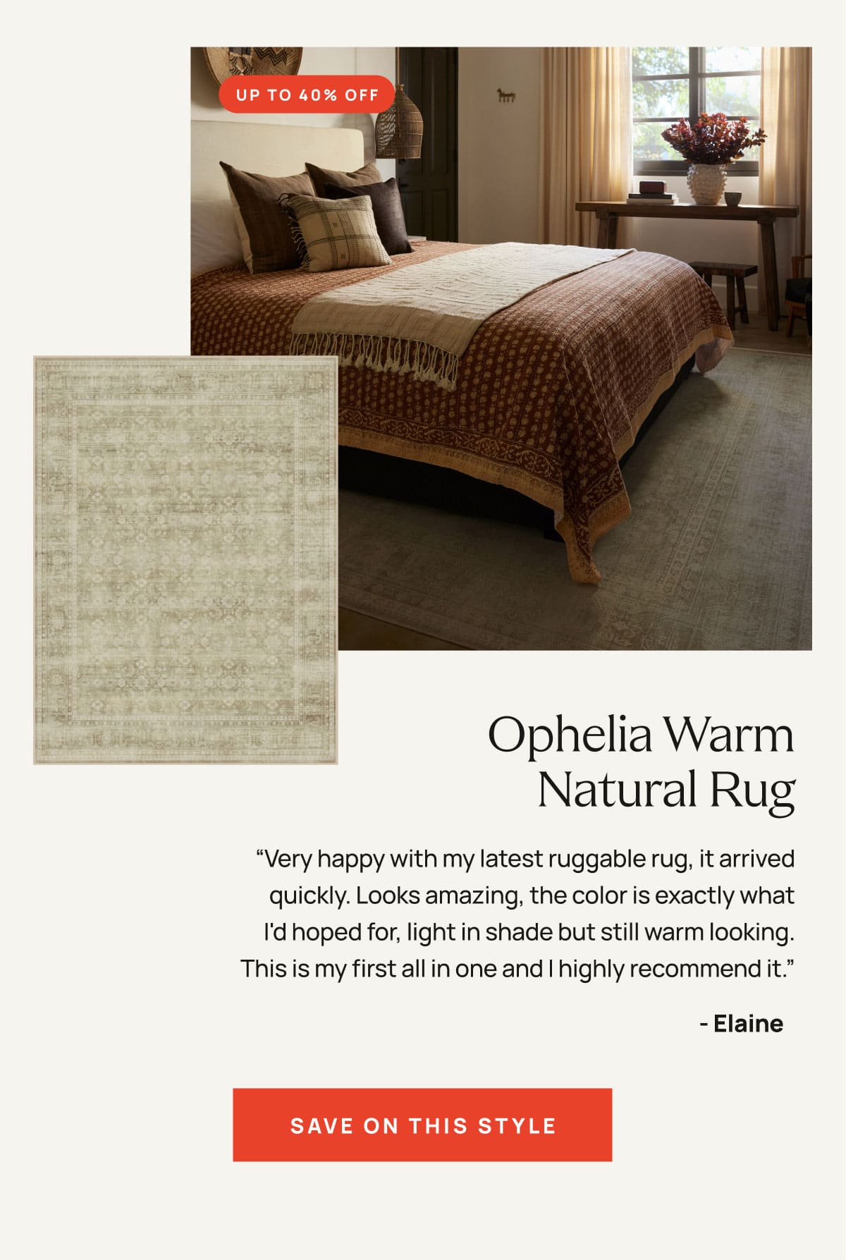 Ophelia Warm Natural Rug | Save On This Style