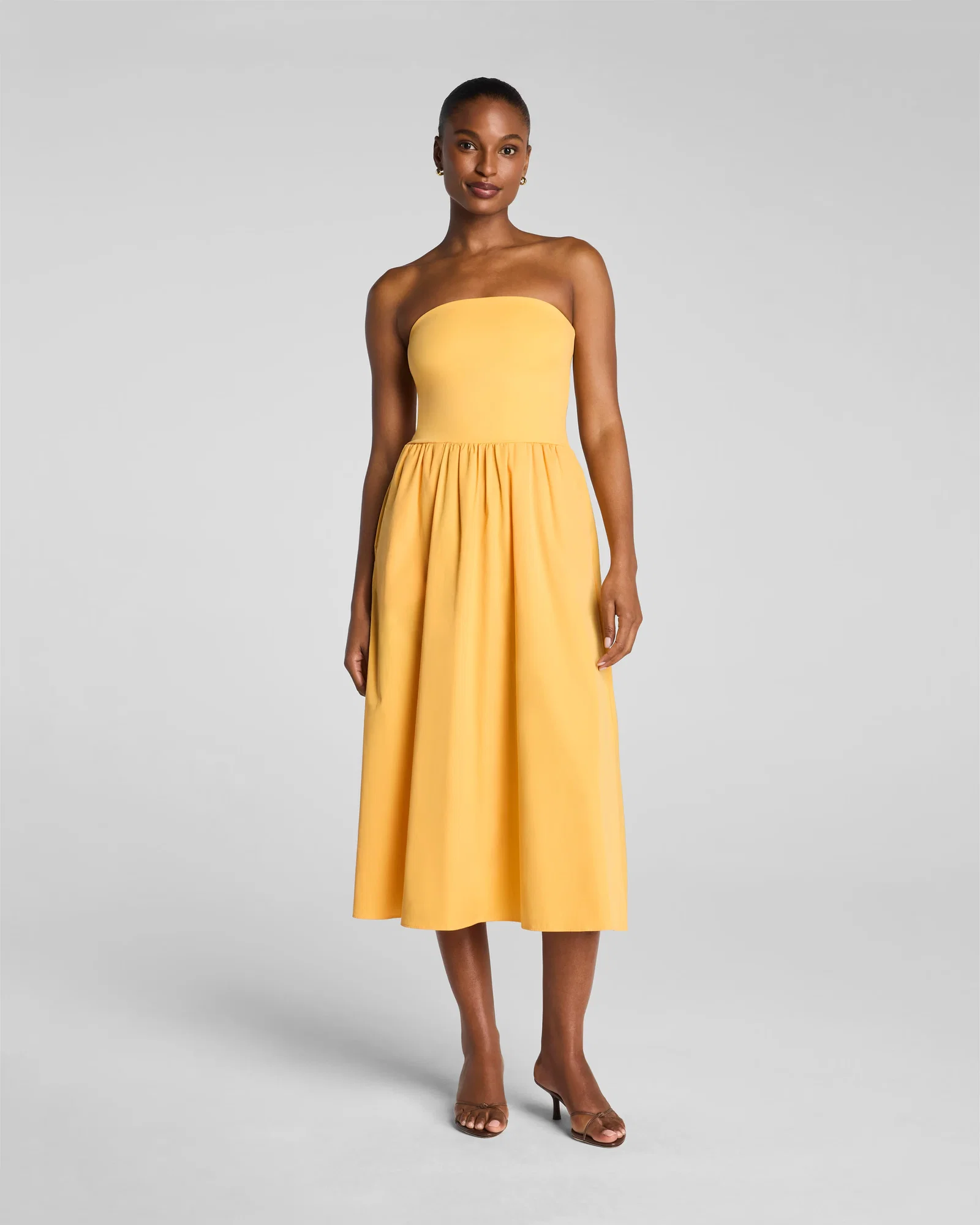Image of Spanx Women's SPANXsmooth® Jersey Strapless Midi Dress in Marigold Top
