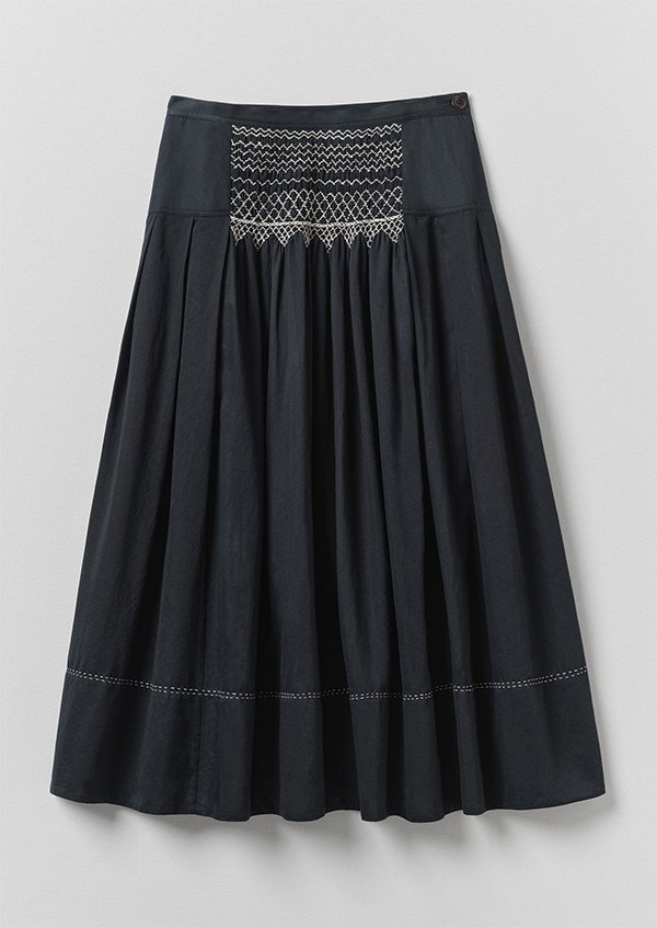 Cotton Satin Smocked Skirt
