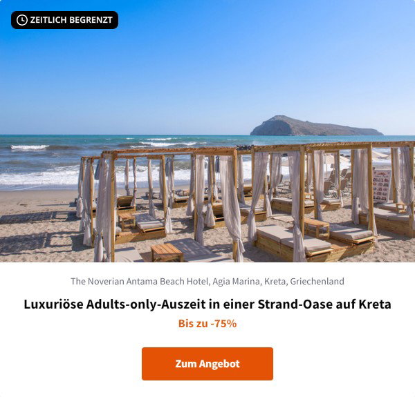 Luxuriöse Adults-only-Auszeit in einer Strand-Oase auf Kreta