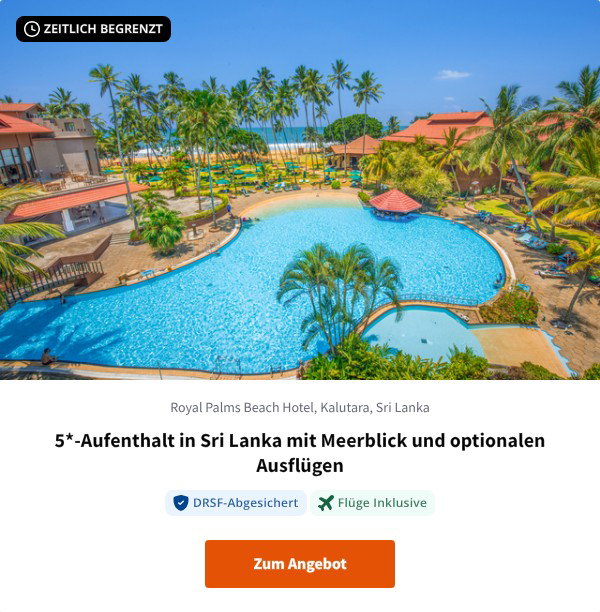 5*-Aufenthalt in Sri Lanka mit Meerblick und optionalen Ausflügen