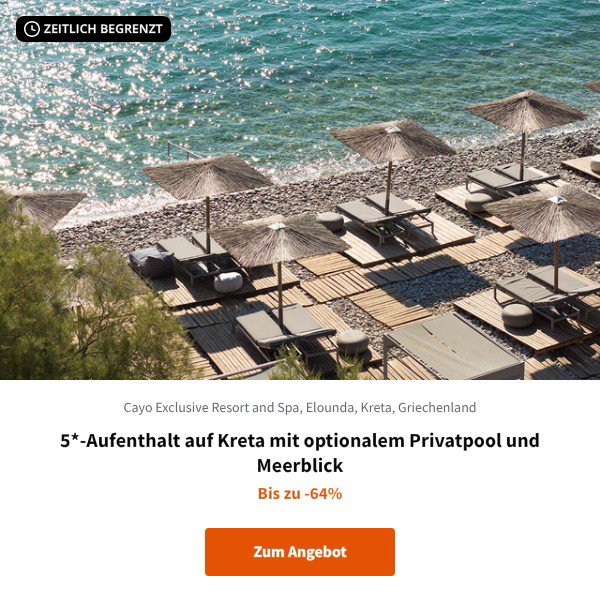 5*-Aufenthalt auf Kreta mit optionalem Privatpool und Meerblick