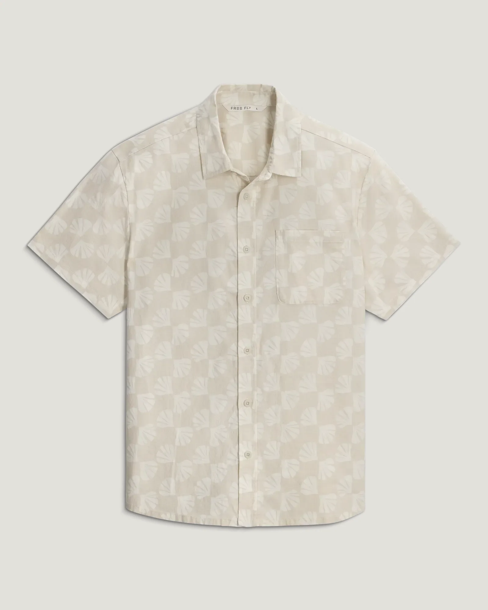 Image of Men's Harbor Short Sleeve Shirt - Sea Scallop Print Birch