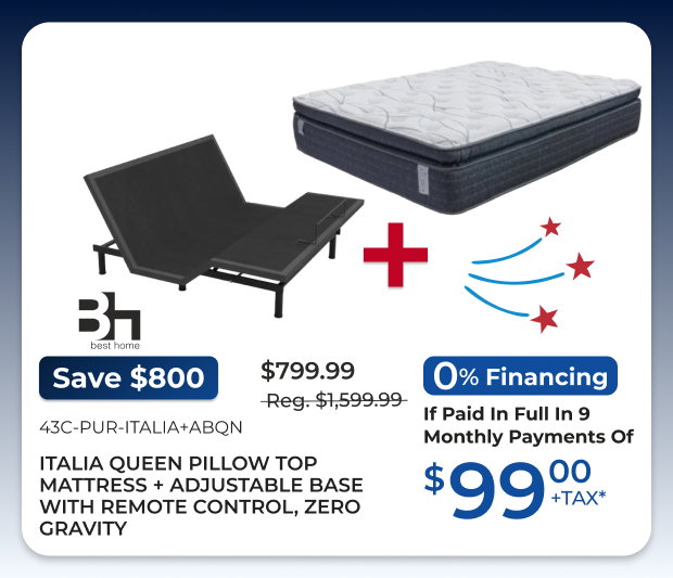 Italia Queen Pillow Top + Adjustable Base