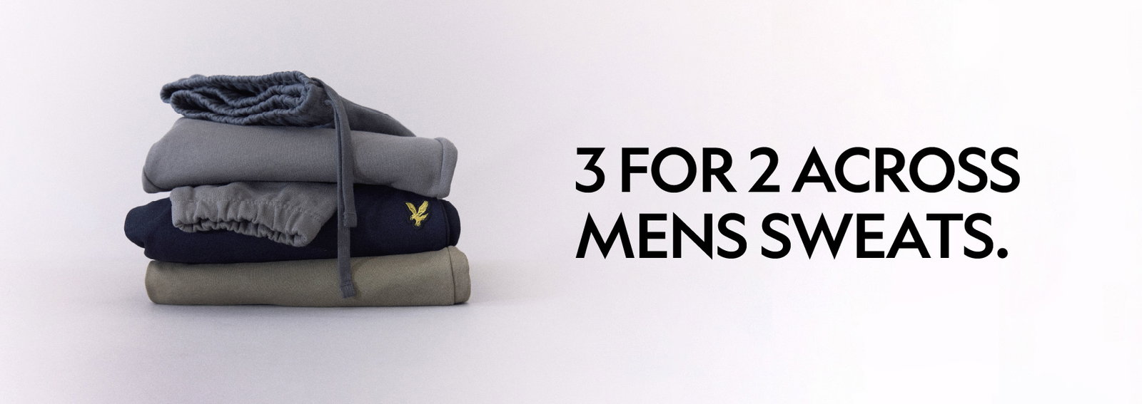 Roughly folded and stacked sweatpants