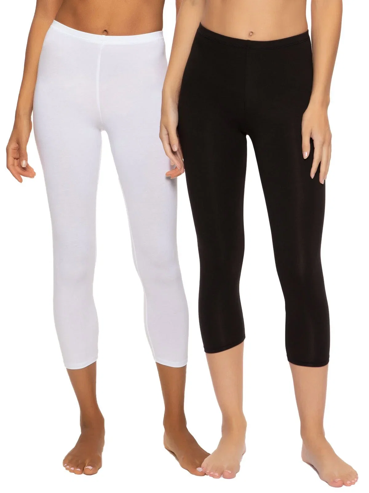 Image of Cotton Modal Stretch Capri Leggings 2-Pack