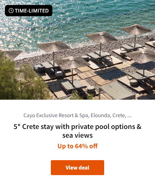 5* Crete stay with private pool options &amp; sea views