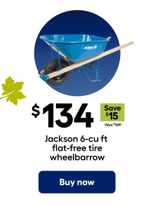 $134 Save $15 Was $149 Jackson 6-cu ft flat-free tire wheelbarrow