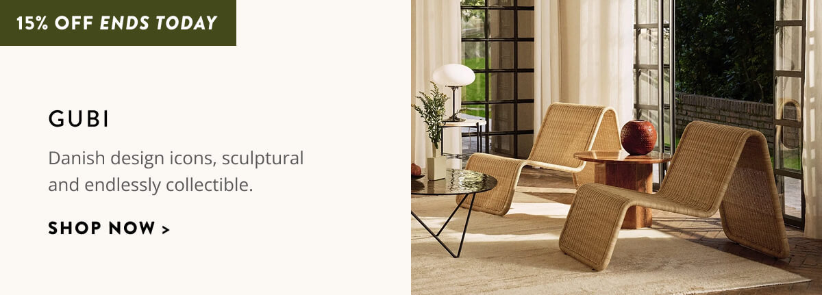 Gubi: 15% Off Ends Today. Danish design icons, sculptural and endlessly collectible. Shop now.