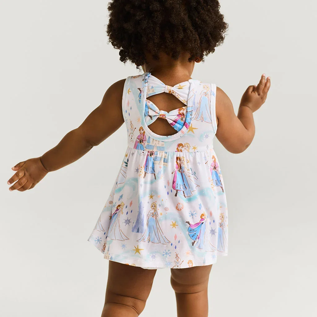 Image of Disney Elsa & Anna Bow Back Bodysuit Dress
