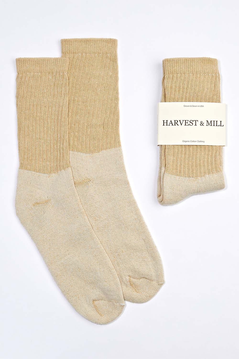 Image of Men's Organic Cotton Socks Tan-Green Crew