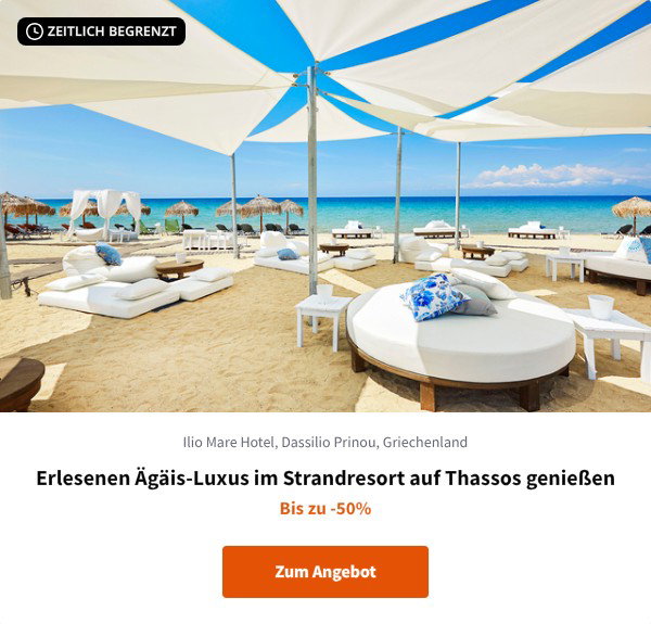 Erlesenen Ägäis-Luxus im Strandresort auf Thassos genießen