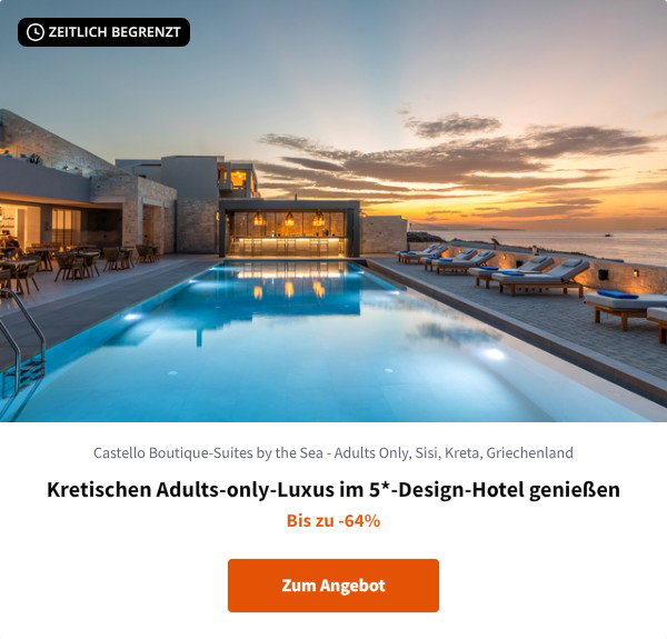 Kretischen Adults-only-Luxus im 5*-Design-Hotel genießen