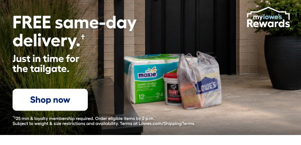 FREE same-day delivery. Just in time for the tailgate. Shop now