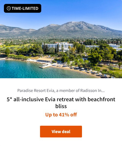 5* all-inclusive Evia retreat with beachfront bliss