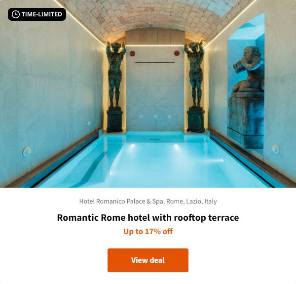 Romantic Rome hotel with rooftop terrace