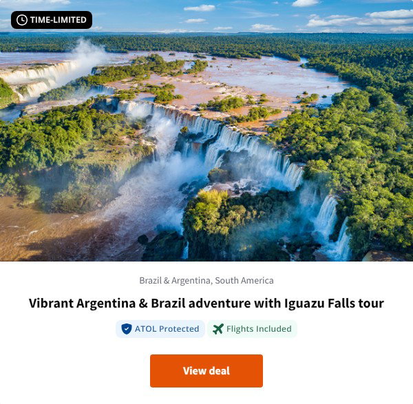 Vibrant Argentina & Brazil adventure with Iguazu Falls tour