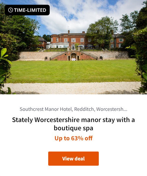 Stately Worcestershire manor stay with a boutique spa