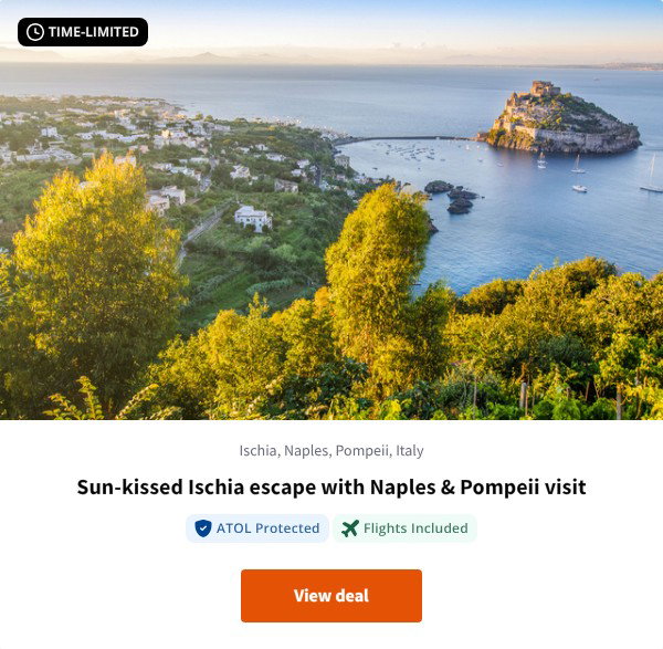 Sun-kissed Ischia escape with Naples & Pompeii visit