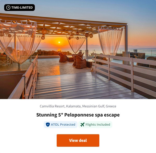 Stunning 5* Peloponnese spa escape