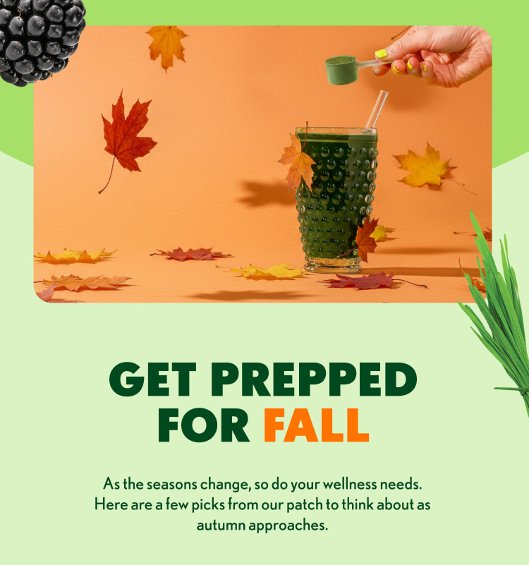 Copilot said: GET PREPPED FOR FALL As the seasons change, so do your wellness needs. Here are a few picks from our patch to think about as autumn approaches.