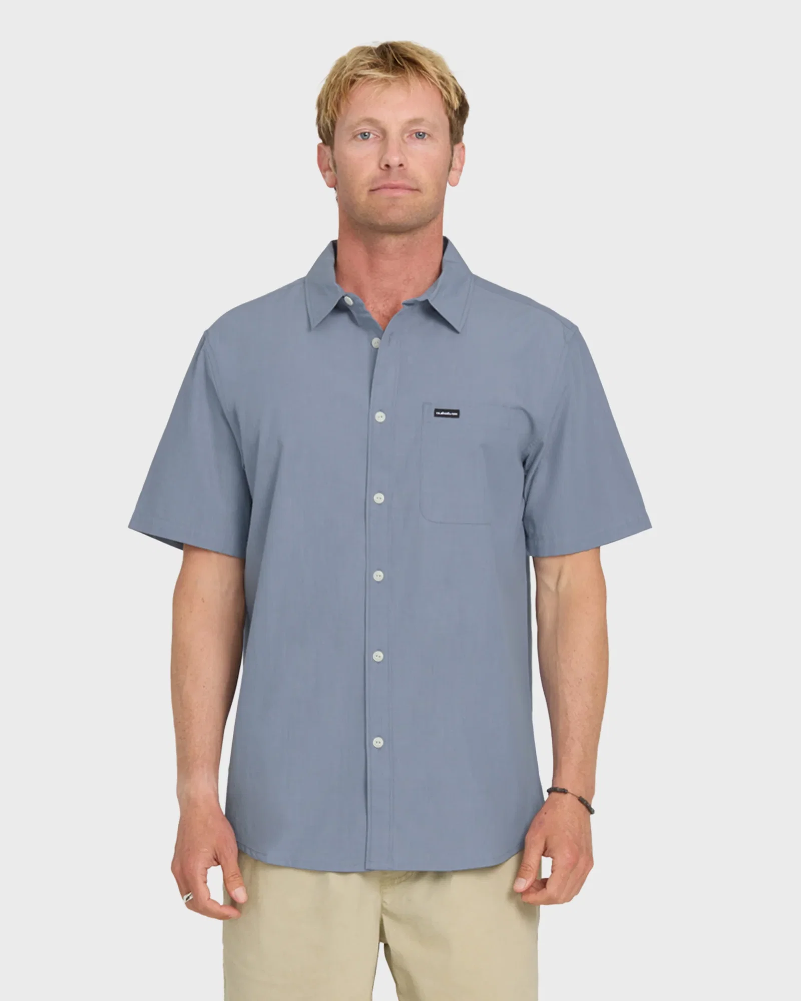 Image of Shore Break Classic Short Sleeve Woven Button-Up Shirt - Infinity