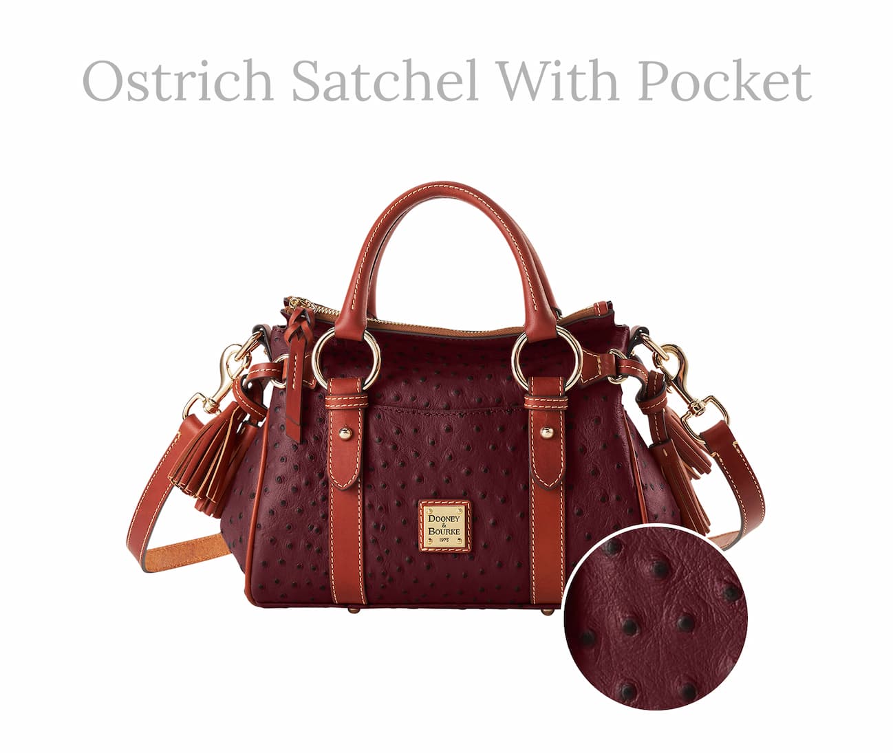 Ostrich Satchel With Pocket