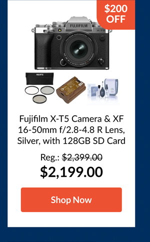Fujifilm X-T5 Camera & XF 16-50mm f/2.8-4.8 R Lens, Silver, with 128GB SD Card