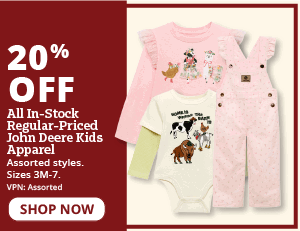 20% off john deere kids