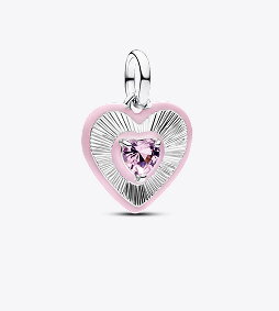 Radiating Pink Heart Medallion Charm